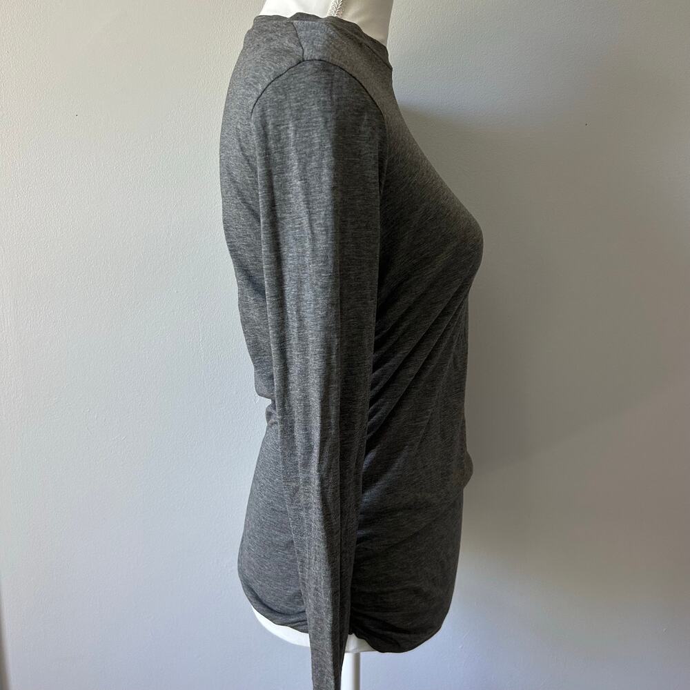 Theory Dark Gray Cotton Longsleeve Cinched Side Closet Staple Small - Picture 3 of 5